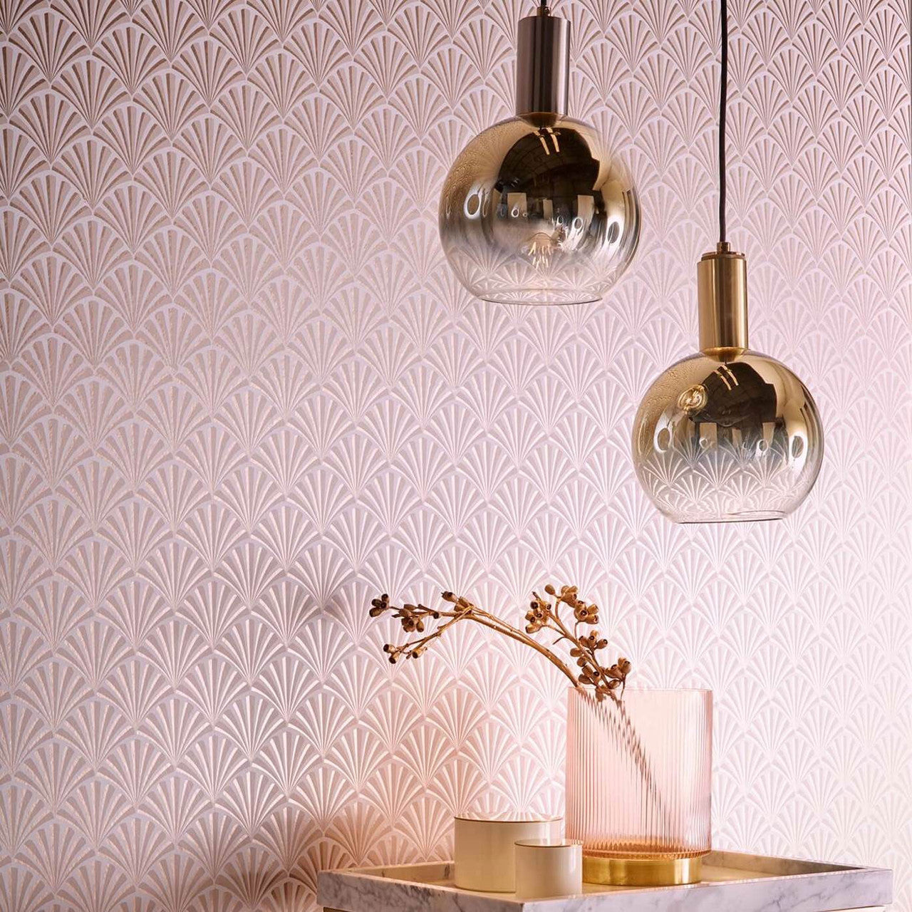W0164/03 Chrysler Lusso Rose Gold Wallpaper by Clarke & Clarke