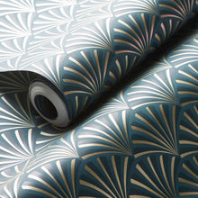 W0164/04 Chrysler Lusso Teal Wallpaper by Clarke & Clarke
