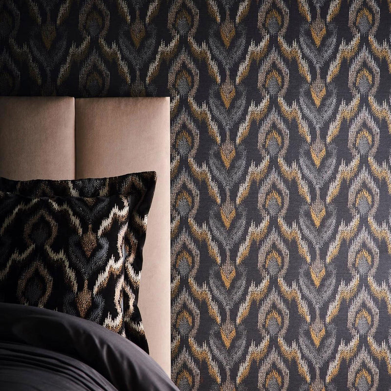 W0170/02 Velluto Lusso Noir Wallpaper by Clarke & Clarke