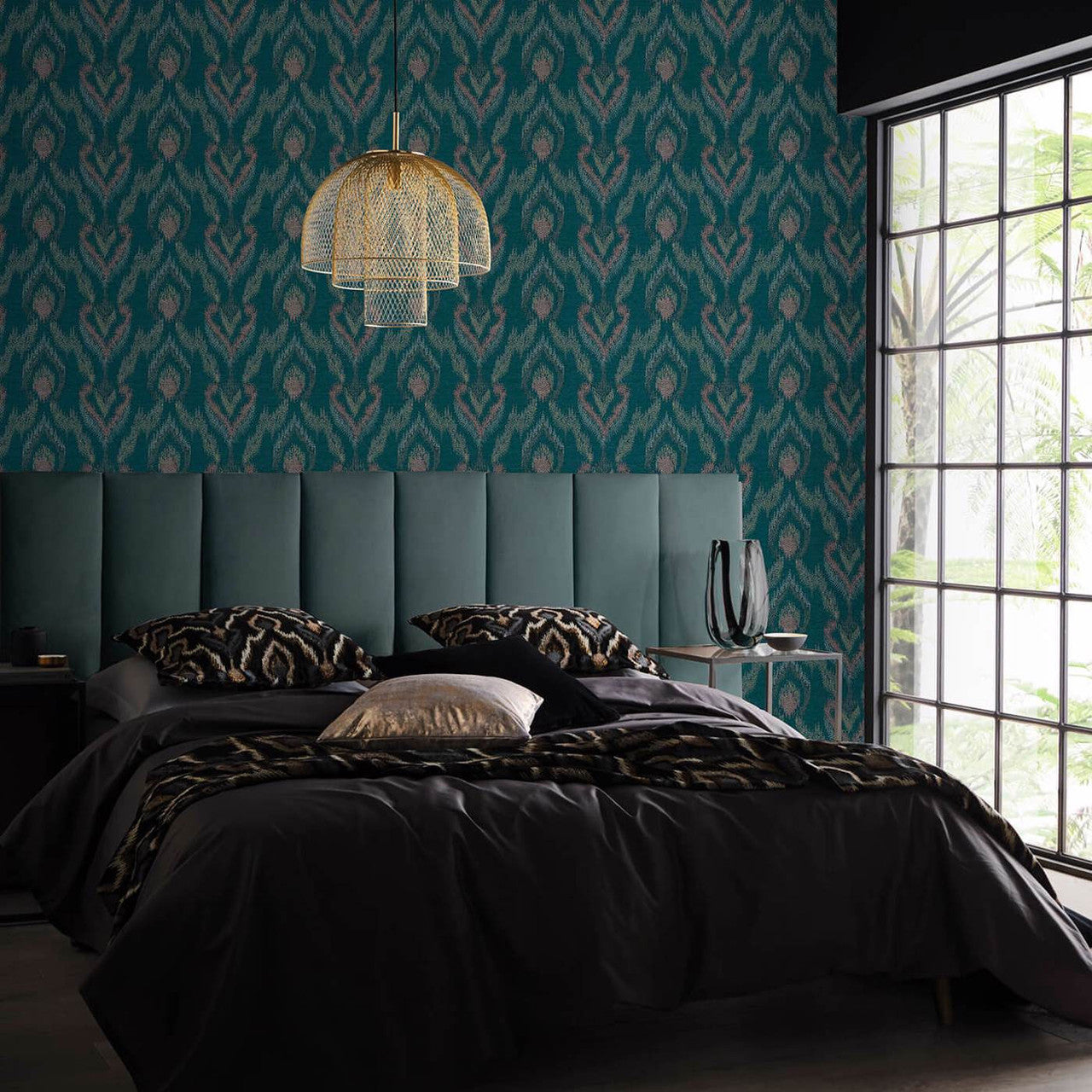 W0170/03 Velluto Lusso Teal Wallpaper by Clarke & Clarke