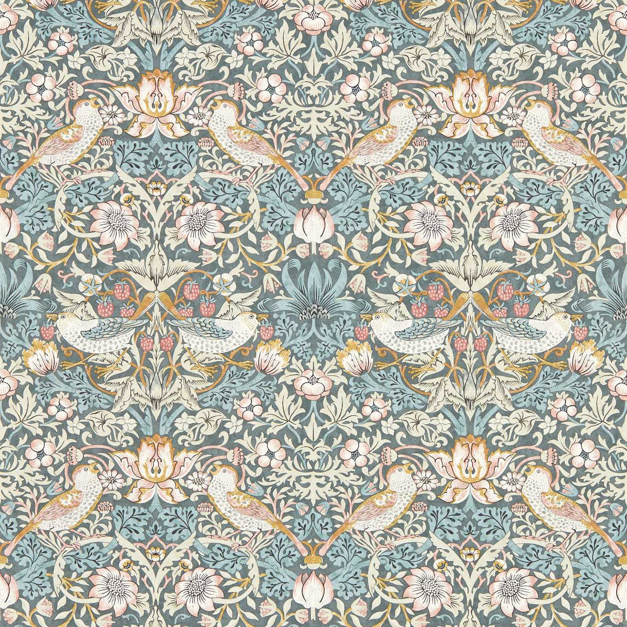 W0171/05 Strawberry Thief William Morris Designs Wallpapers By Clarke & Clarke