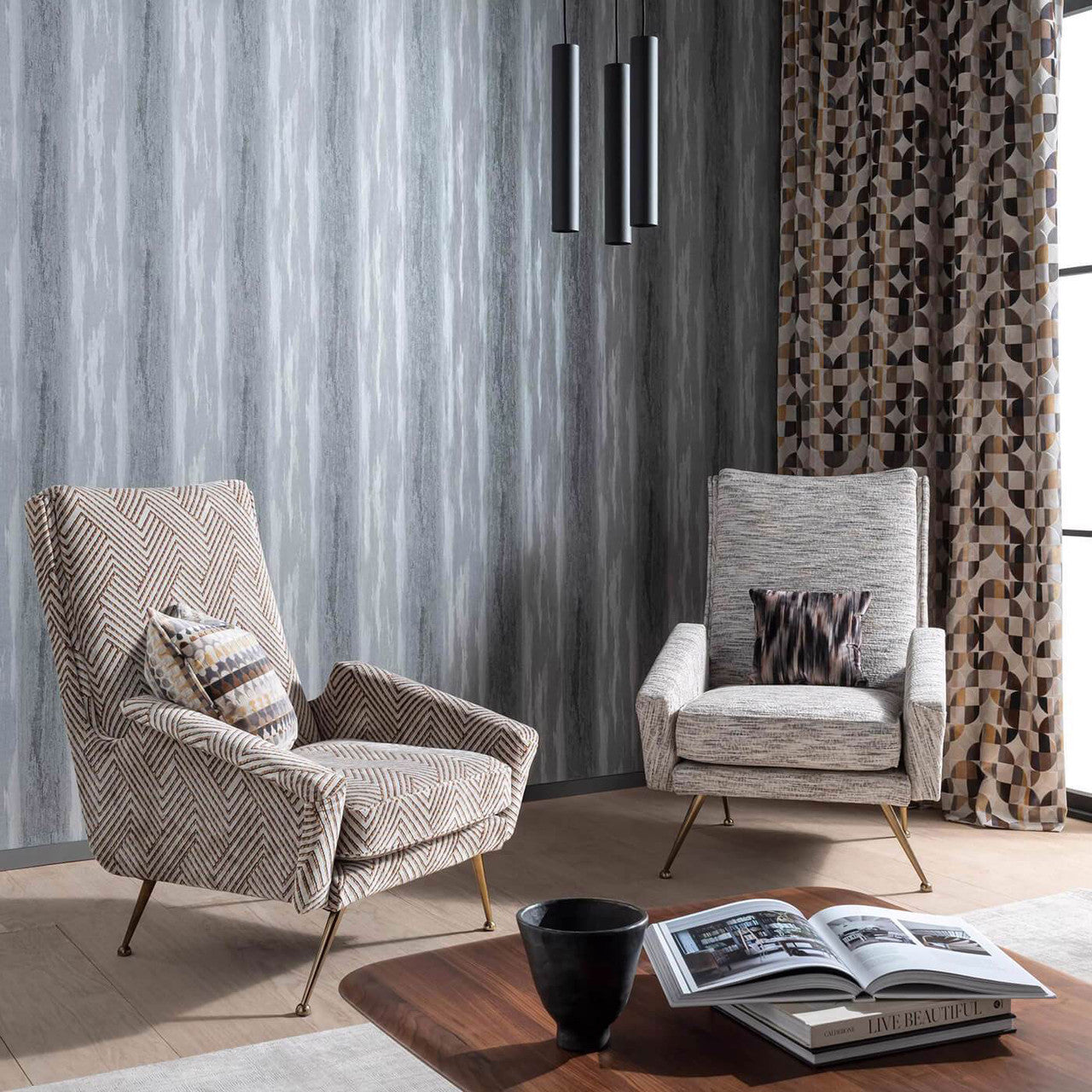 W0179/03 Effetto Vivido Pewter Wallpaper by Clarke & Clarke
