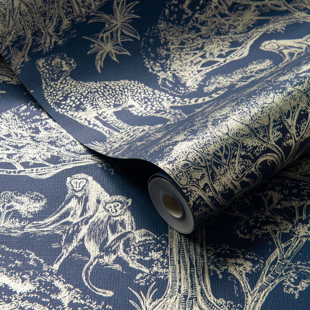 W0185/02 Kisumu Breegan Jane Midnight/Luxe Wallpaper by Clarke & Clarke