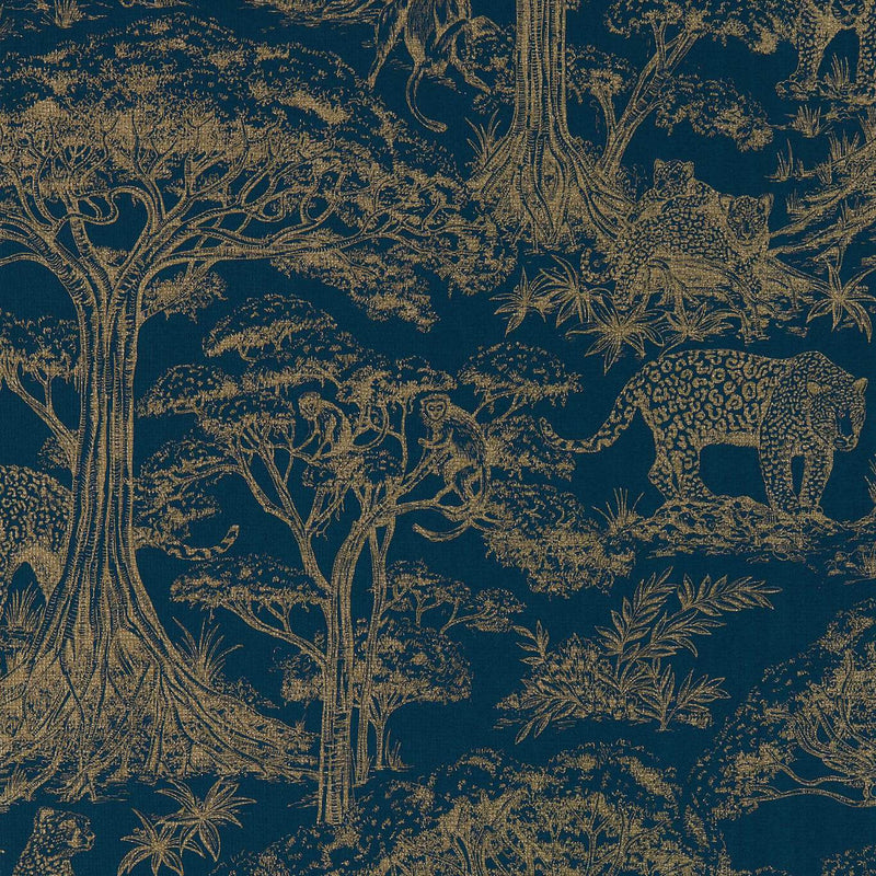 W0185/02 Kisumu Breegan Jane Midnight/Luxe Wallpaper by Clarke & Clarke
