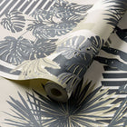W0186/01 Malindi Breegan Jane Charcoal Wallpaper by Clarke & Clarke