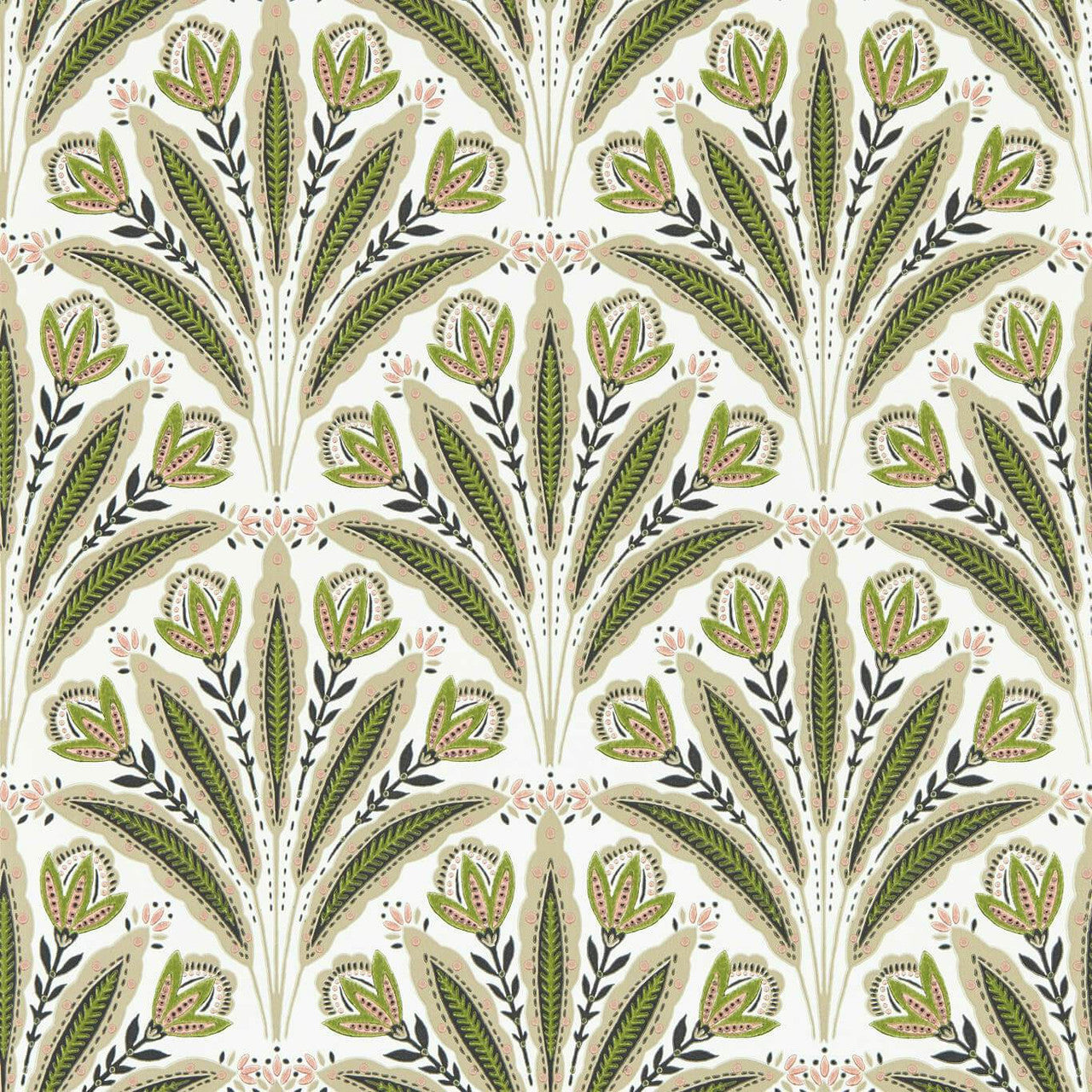W0193/04 Attingham Secret Garden Sage/Blush Wallpaper by Clarke & Clarke