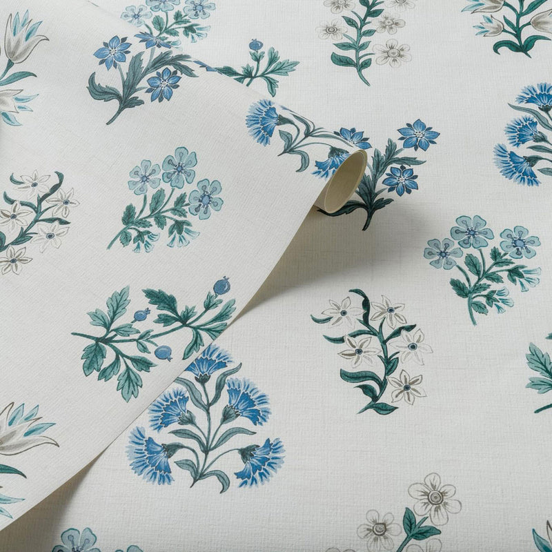 W0194/03 Leiden Secret Garden Denim Wallpaper by Clarke & Clarke