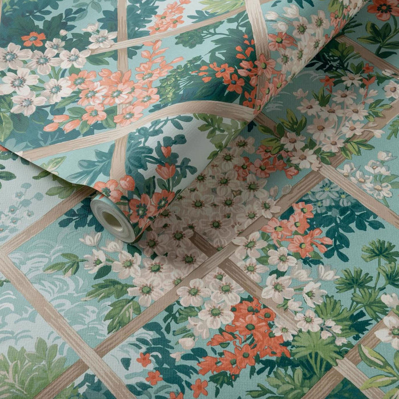 W0195/03 Maymont Secret Garden Seaglass Wallpaper by Clarke & Clarke