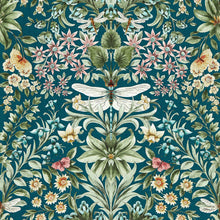 W0196/04 Mirabell Secret Garden Teal Wallpaper by Clarke & Clarke
