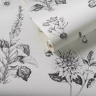 W0197/02 Roseraie Secret Garden Charcoal Wallpaper by Clarke & Clarke
