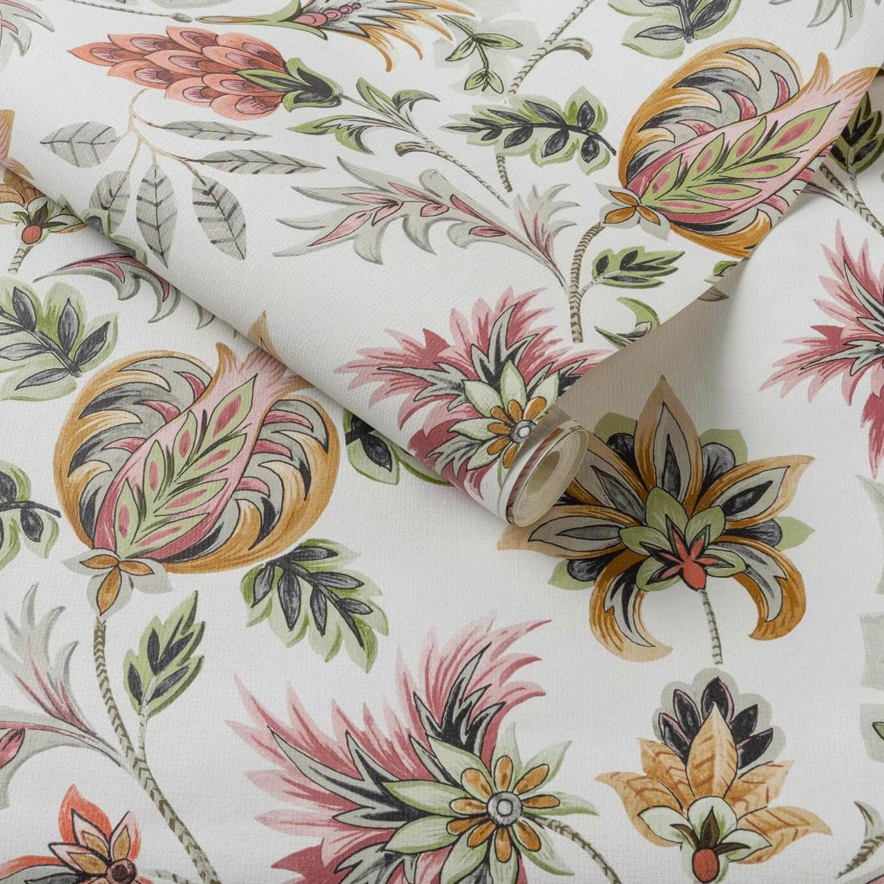 W0198/01 Sizergh Secret Garden Sage/Blush Wallpaper by Clarke & Clarke