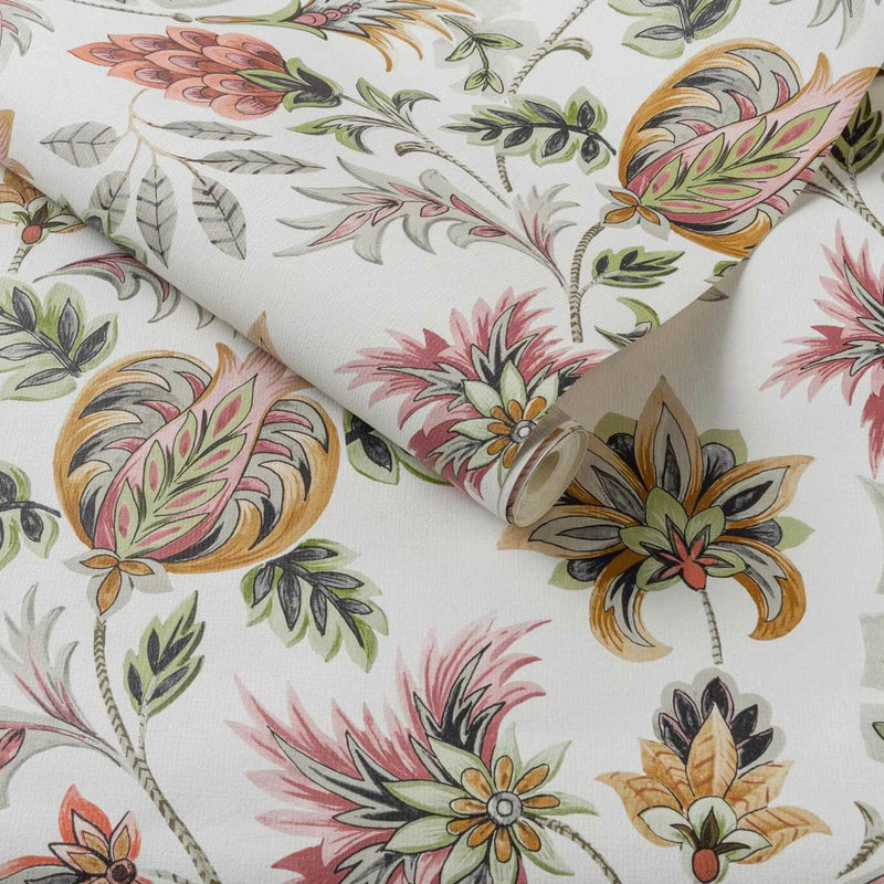 W0198/01 Sizergh Secret Garden Sage/Blush Wallpaper by Clarke & Clarke