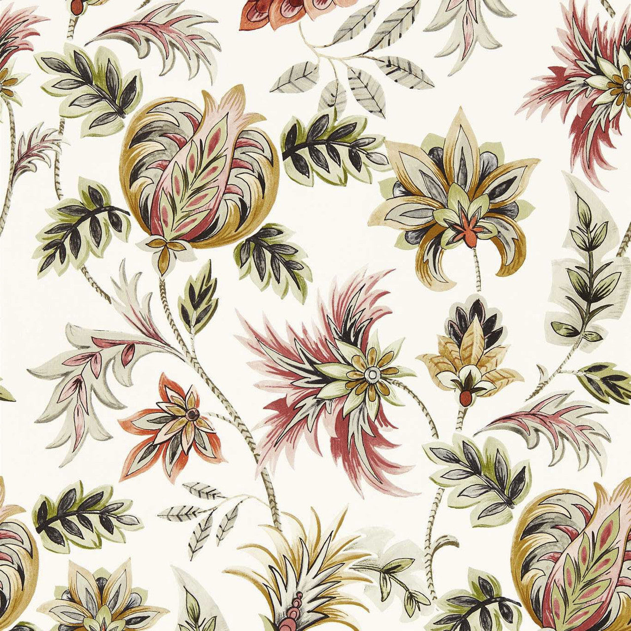 W0198/01 Sizergh Secret Garden Sage/Blush Wallpaper by Clarke & Clarke