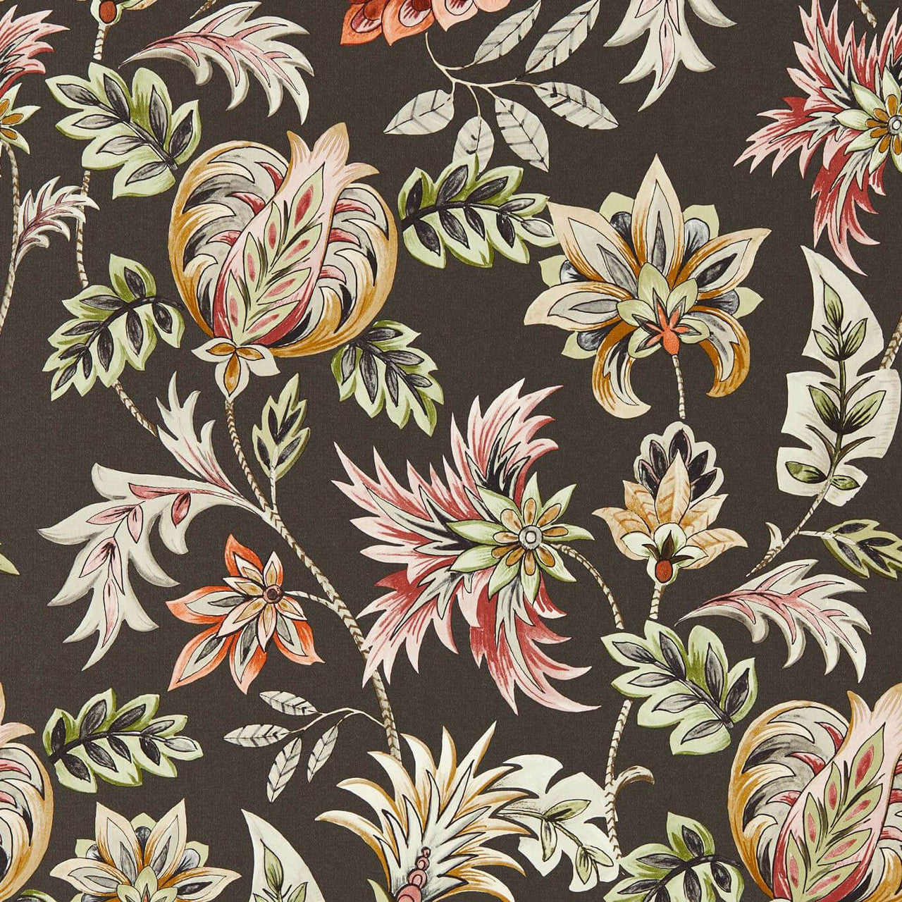 W0198/02 Sizergh Secret Garden Charcoal Wallpaper by Clarke & Clarke