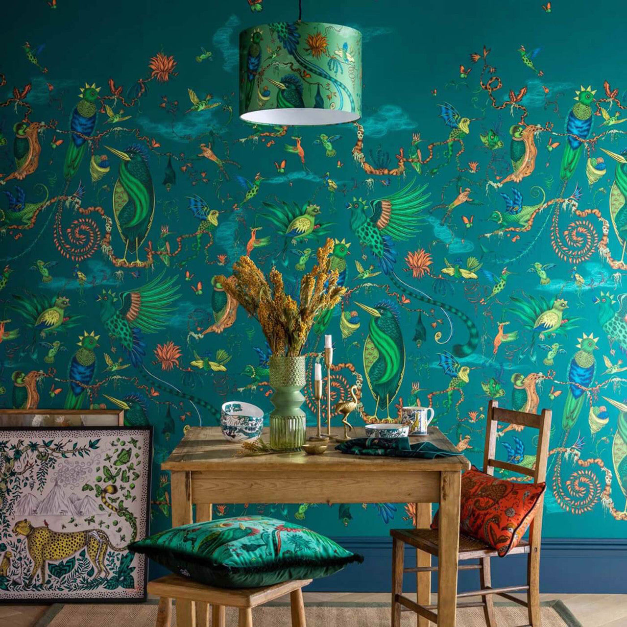 W0200/02 Cloud Forest Mythica by Emma J Shipley Teal Wallpaper by Clarke & Clarke