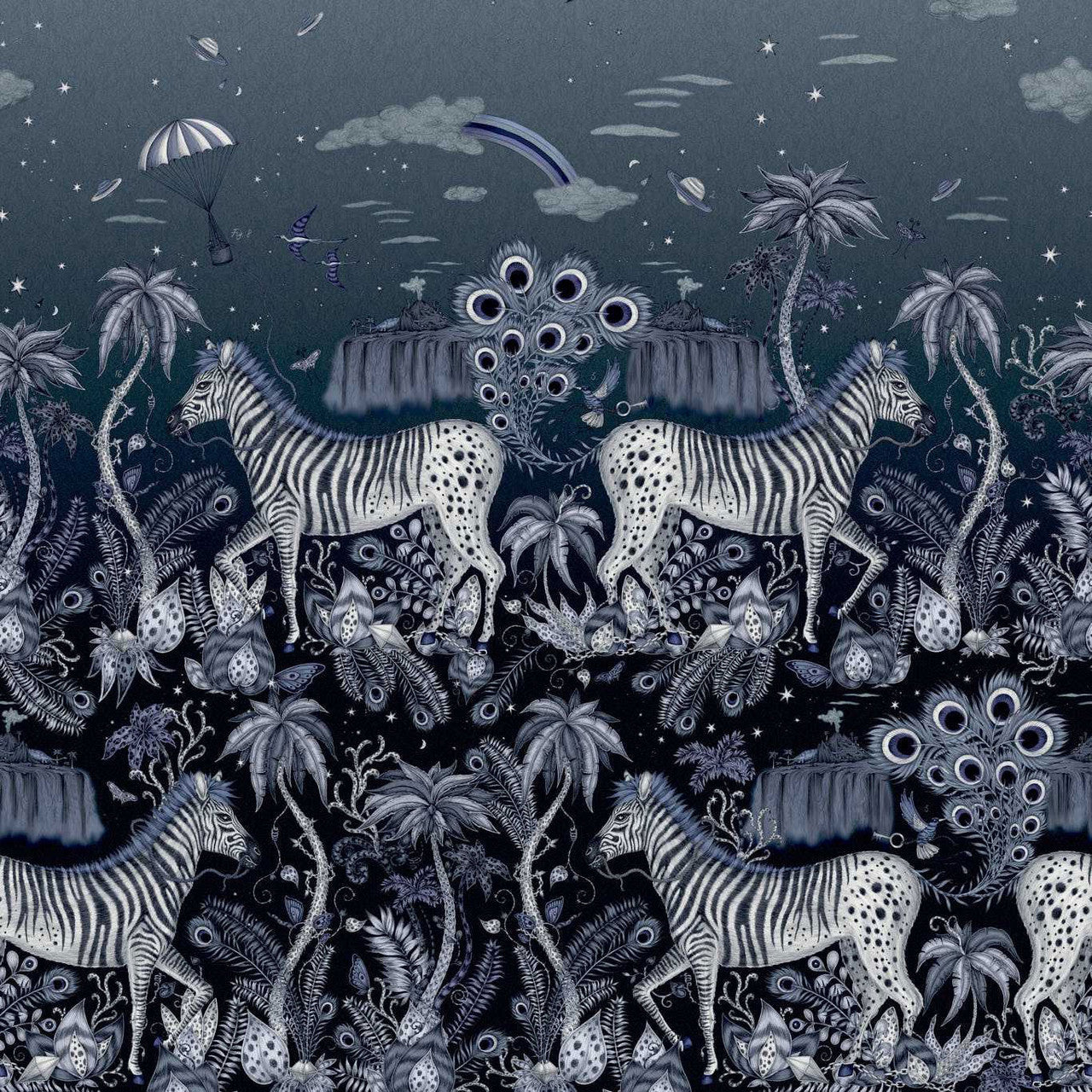W0201/01 Lost Adventure Mythica by Emma J Shipley Midnight Wallpaper by Clarke & Clarke