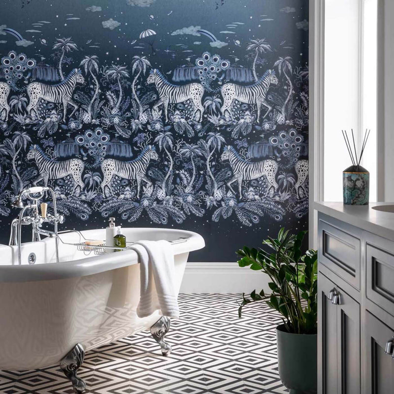 W0201/01 Lost Adventure Mythica by Emma J Shipley Midnight Wallpaper by Clarke & Clarke