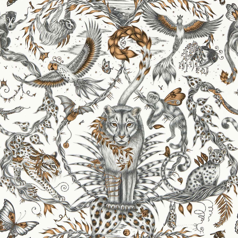 W0213/01 Bosque Dreams Mythica by Emma J Shipley Bronze Wallpaper by Clarke & Clarke