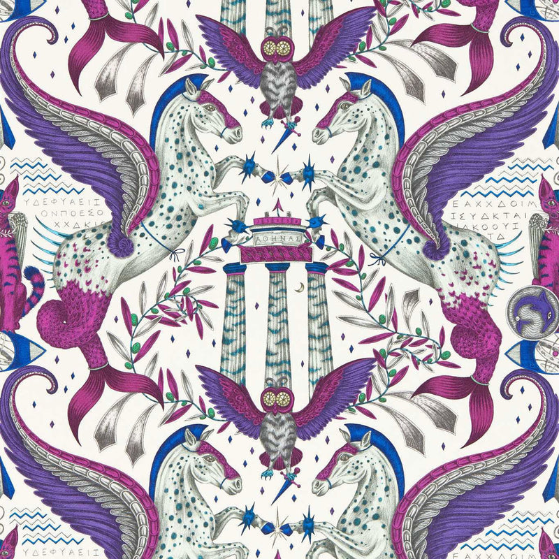 W0215/03 Odyssey Mythos Mythica by Emma J Shipley Violet Wallpaper by Clarke & Clarke