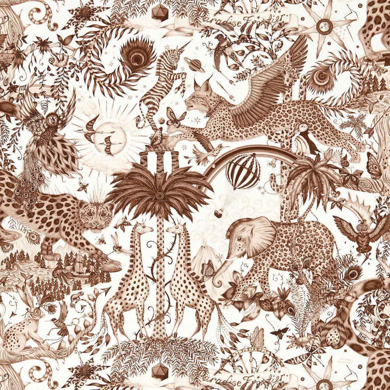 W0216/04 Paradise Lost Mythica by Emma J Shipley Sepia Wallpaper by Clarke & Clarke