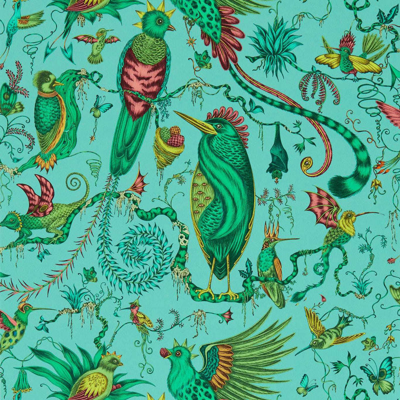 W0217/01 Quetzal Mythica by Emma J Shipley Aqua Wallpaper by Clarke & Clarke