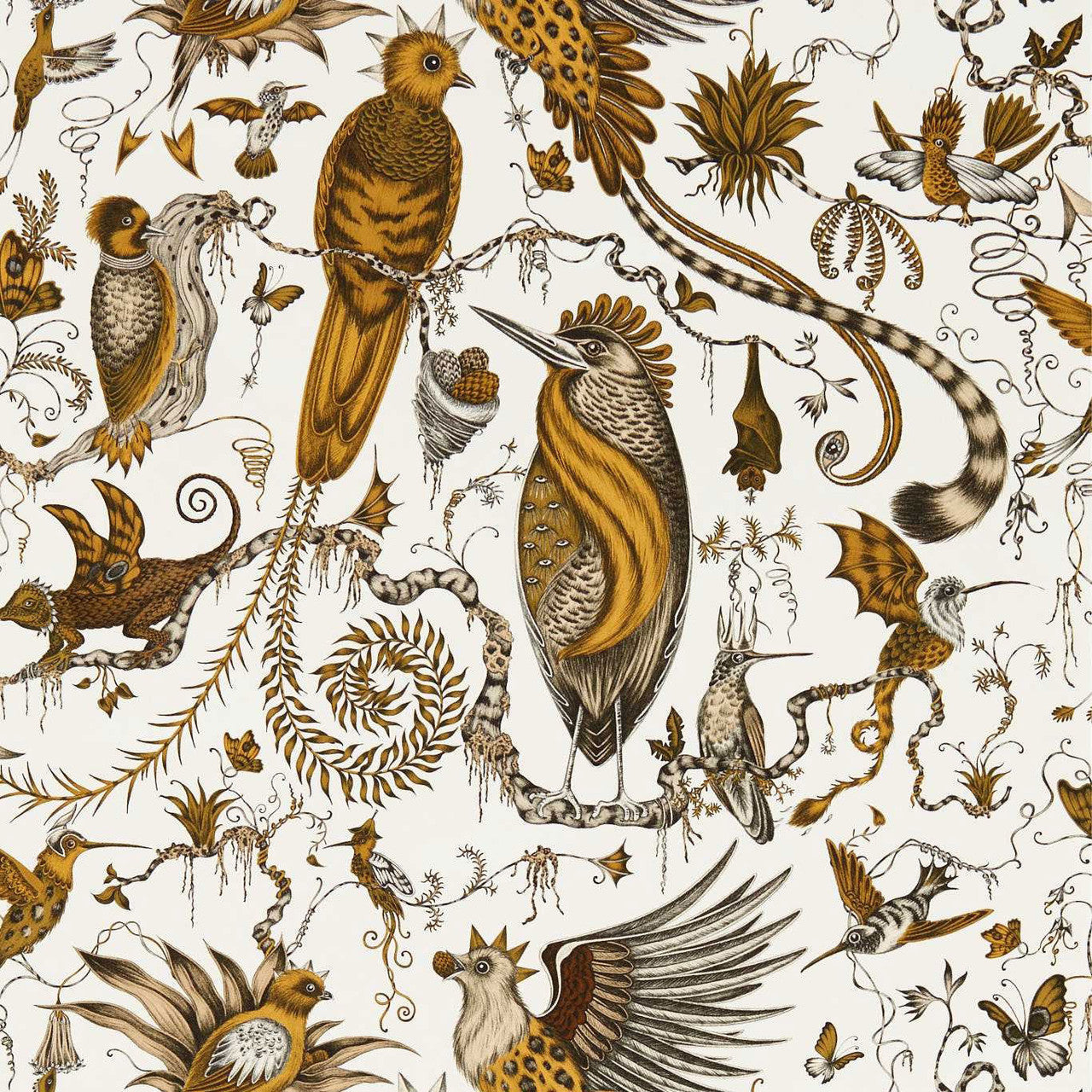 W0217/02 Quetzal Mythica by Emma J Shipley Gold Wallpaper by Clarke & Clarke