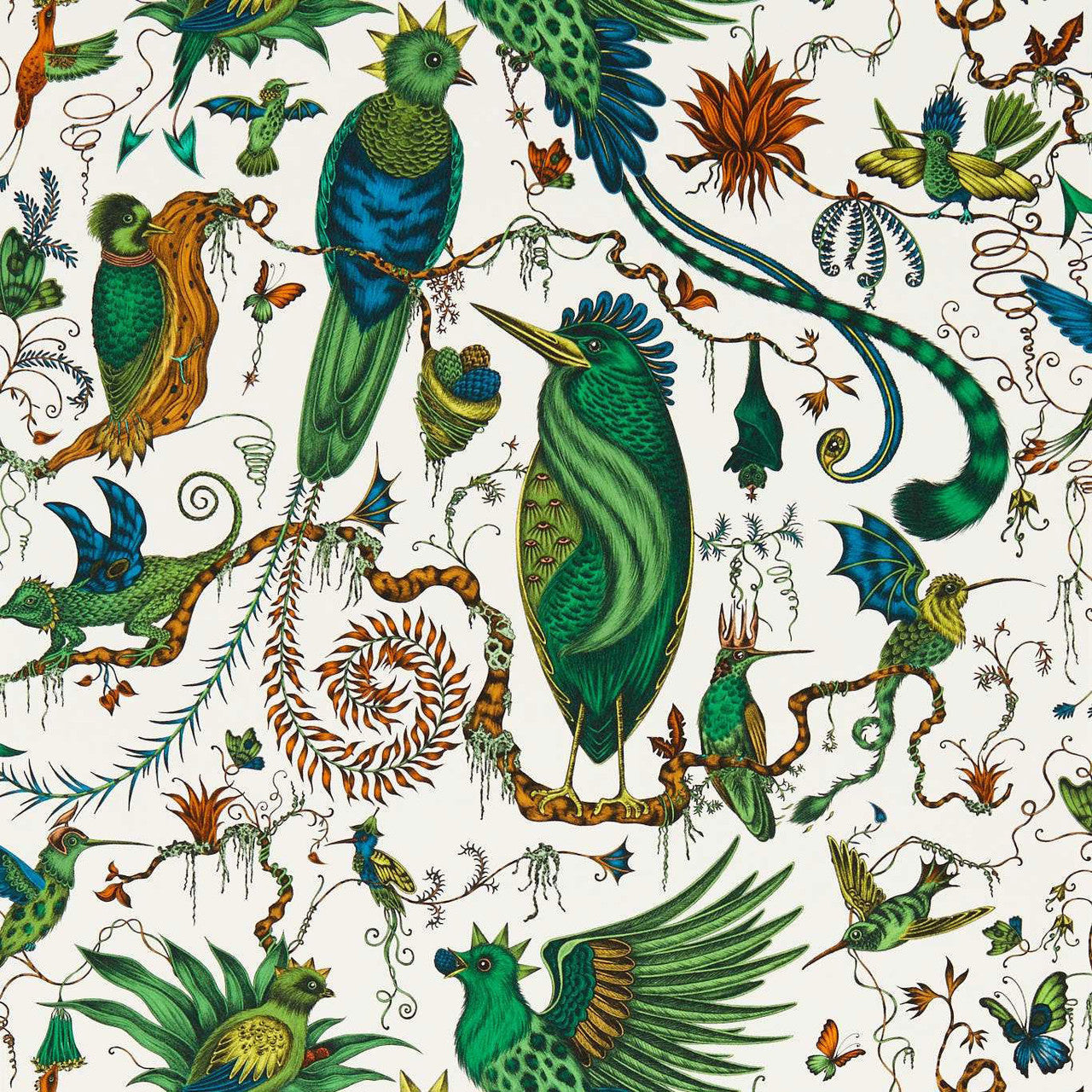 W0217/03 Quetzal Mythica by Emma J Shipley Green Wallpaper by Clarke & Clarke