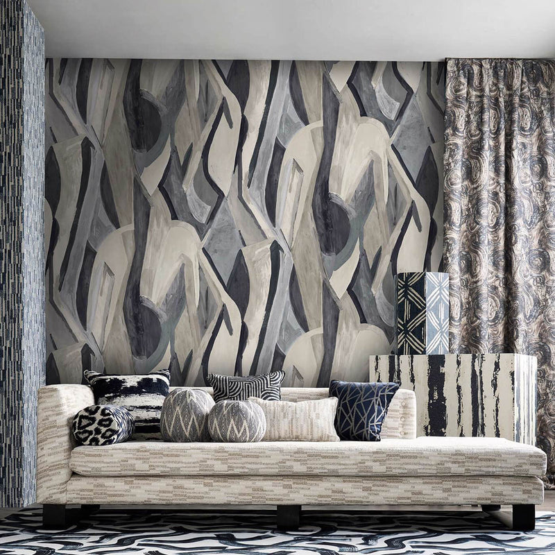 W0231/02 Dynamic Metropolitan Noir Banner Wallpaper by Clarke & Clarke