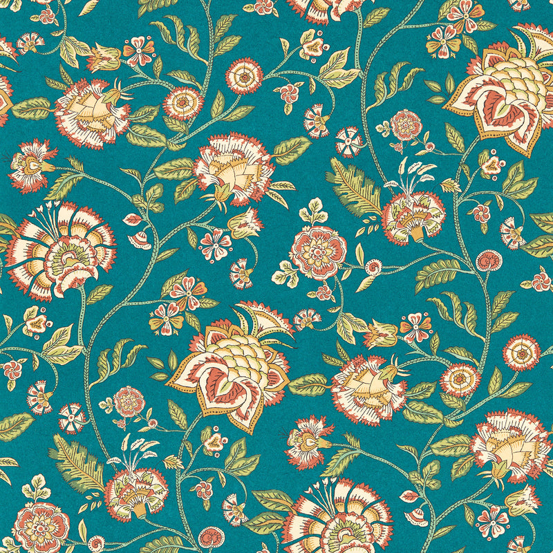 W0232/04 Barmeri Indira Spice Teal Wallpaper by Clarke & Clarke