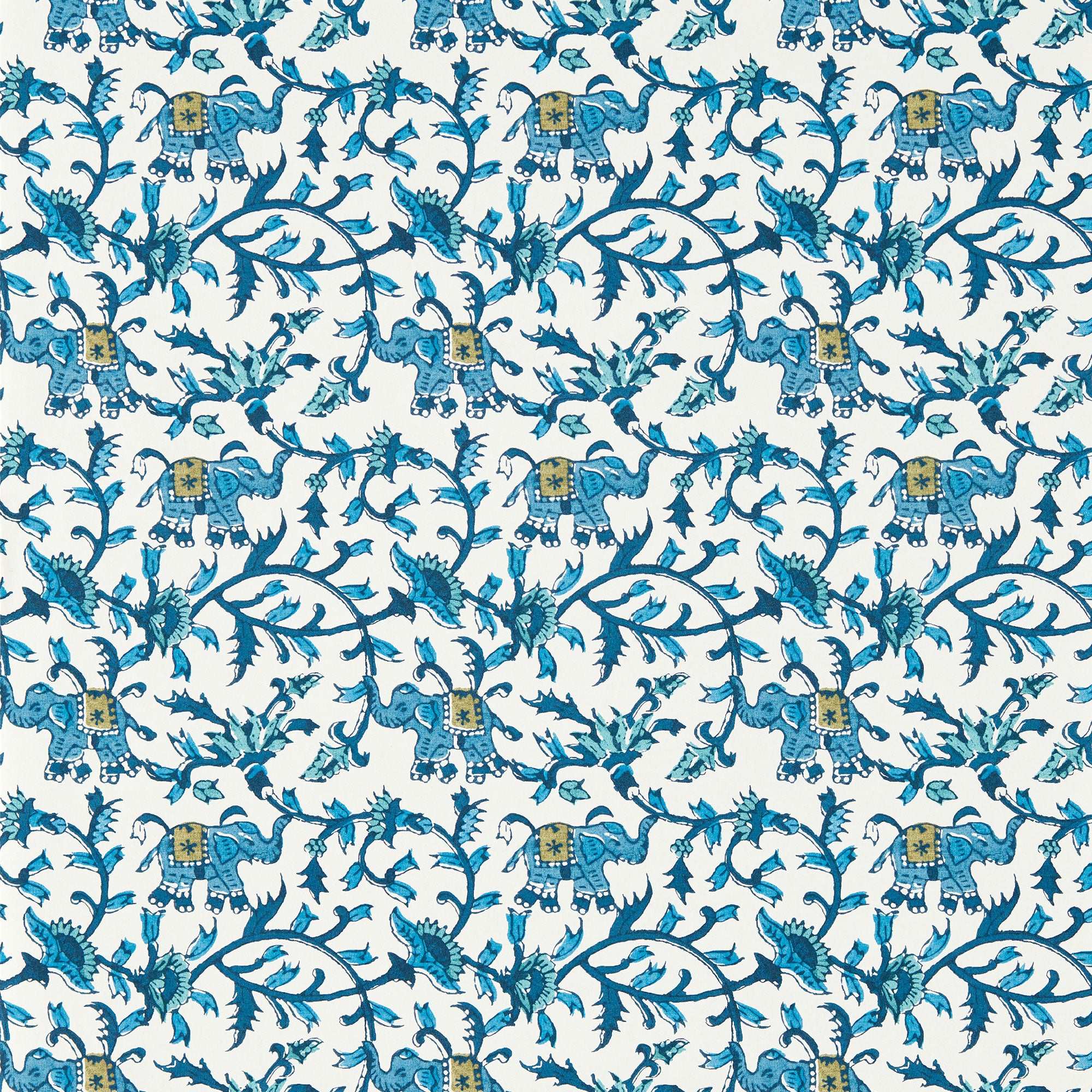 W0236/01 Hathi Indira Cobalt Wallpaper by Clarke & Clarke