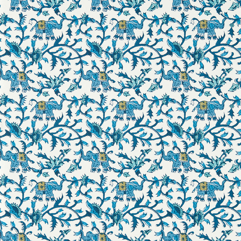 W0236/01 Hathi Indira Cobalt Wallpaper by Clarke & Clarke