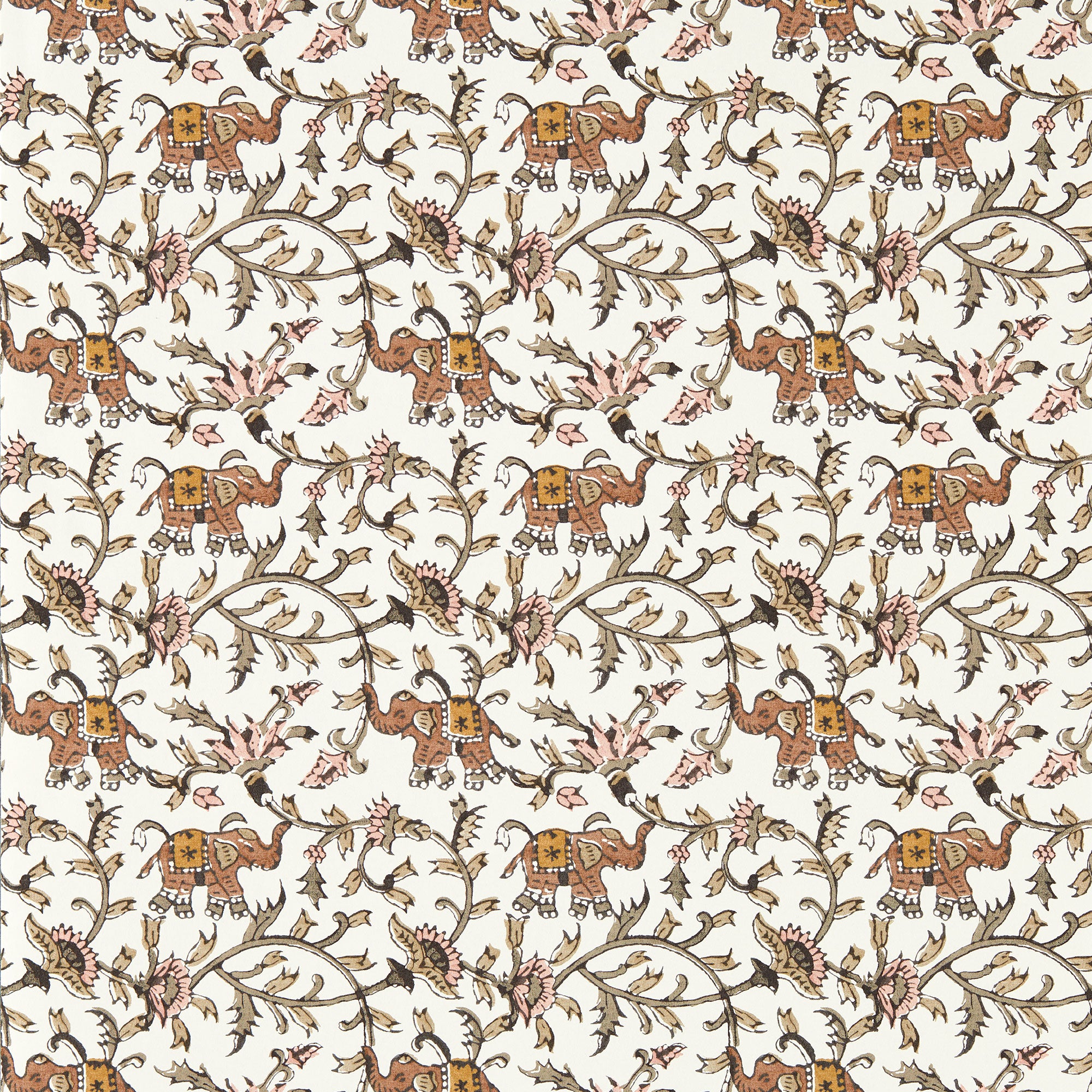W0236/02 Hathi Indira Natural Wallpaper by Clarke & Clarke