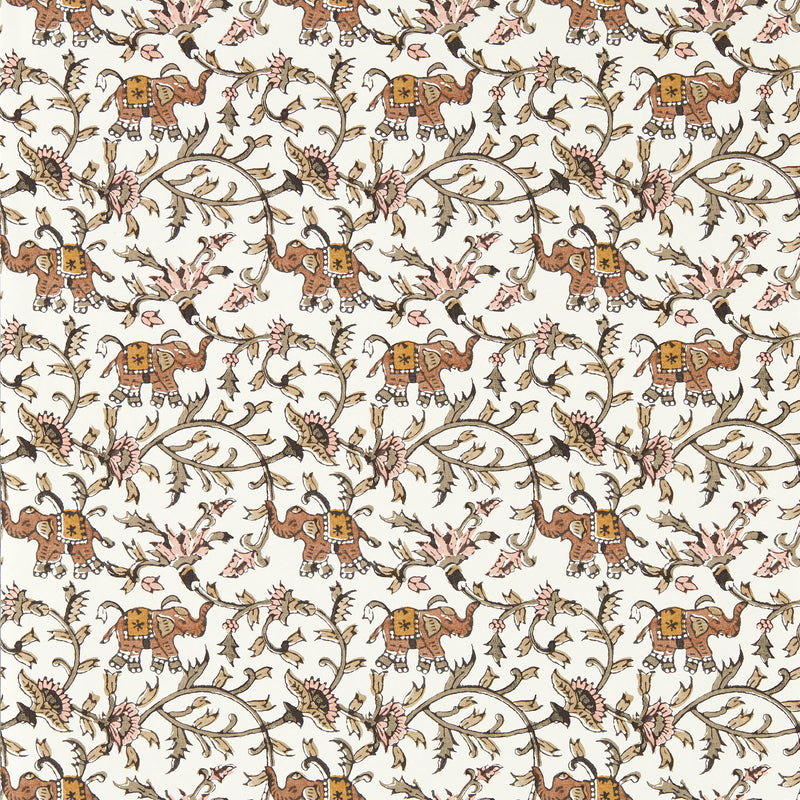W0236/02 Hathi Indira Natural Wallpaper by Clarke & Clarke