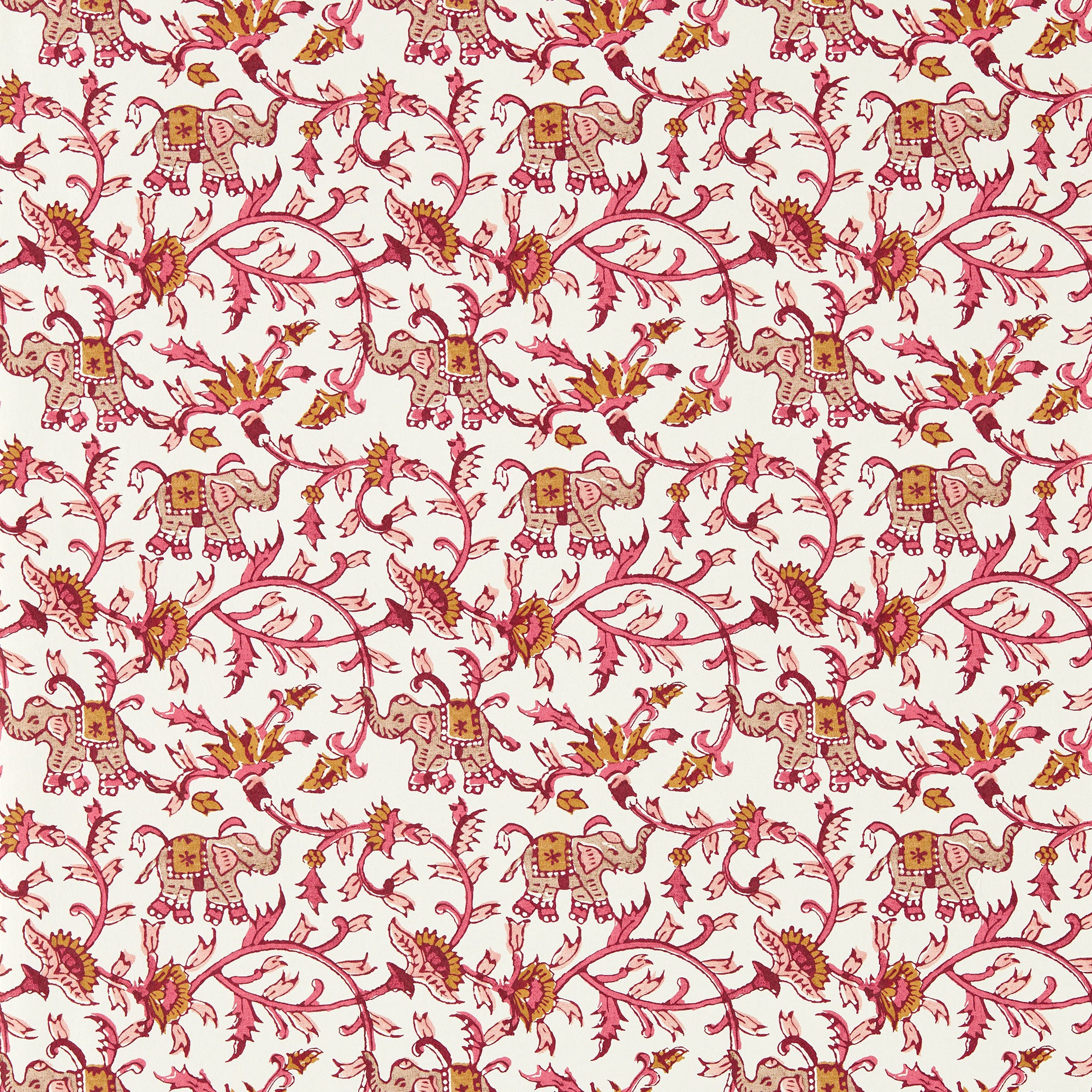 W0236/03 Hathi Indira Raspberry Wallpaper by Clarke & Clarke
