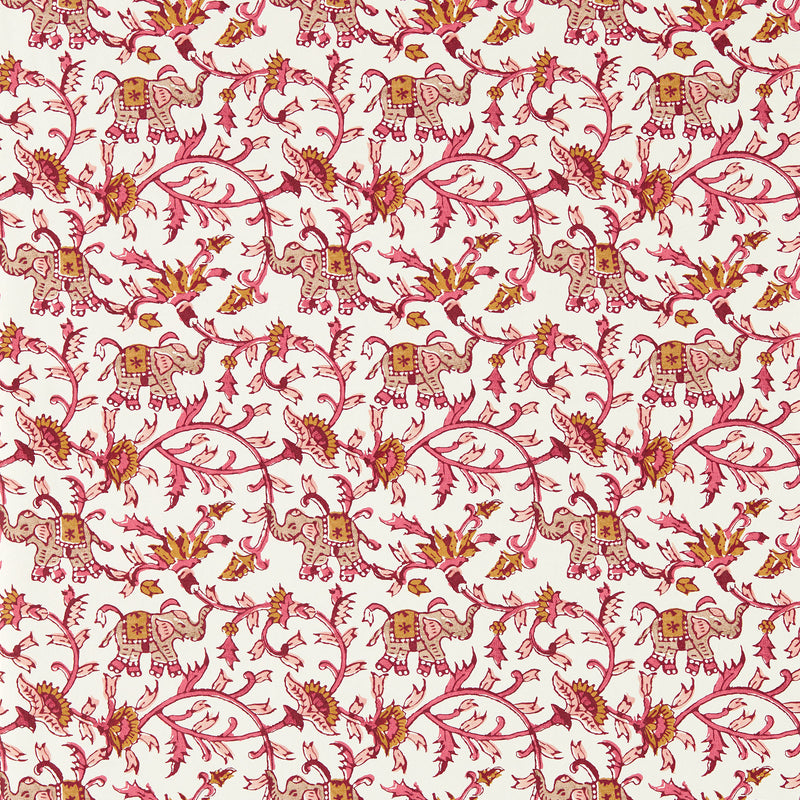 W0236/03 Hathi Indira Raspberry Wallpaper by Clarke & Clarke