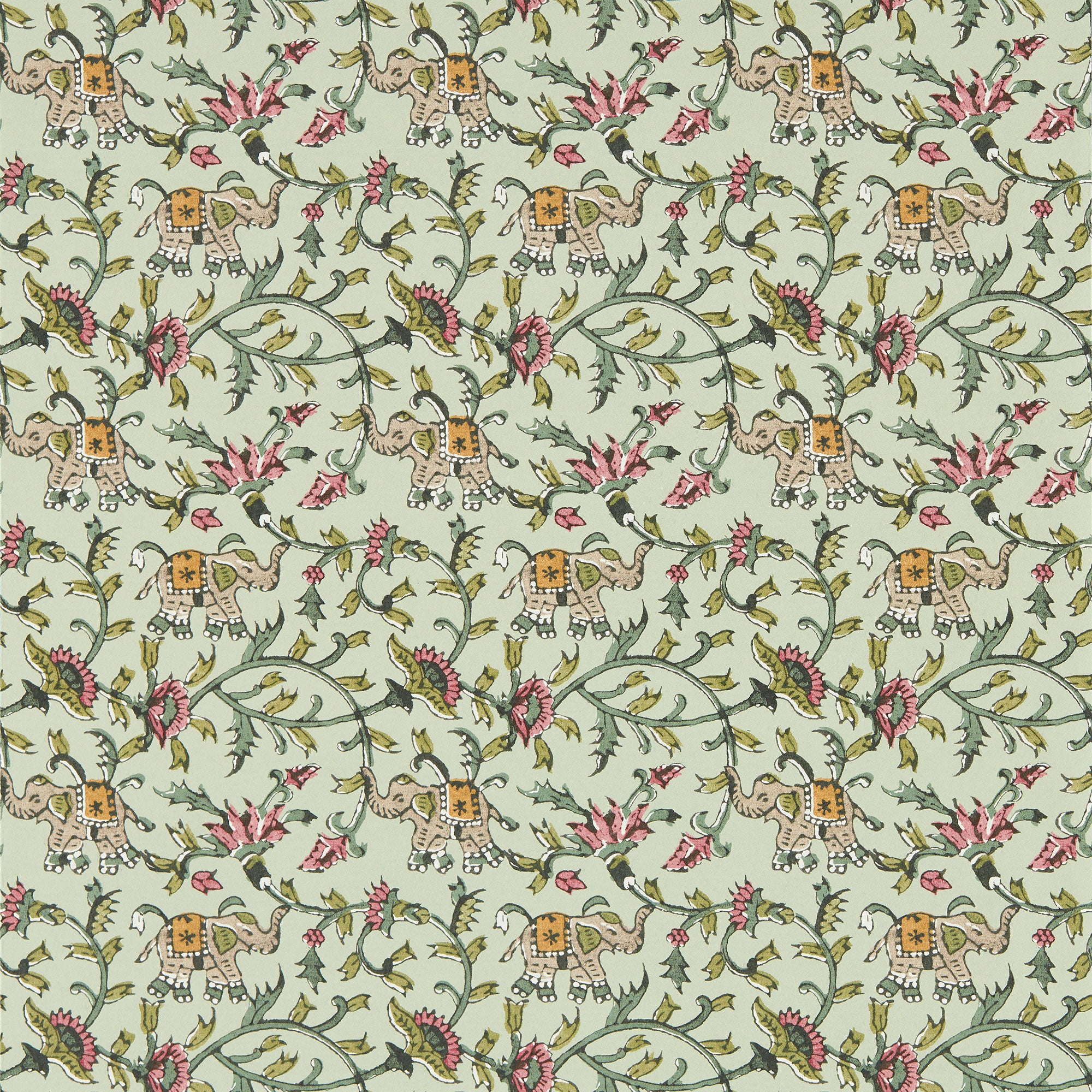 W0236/04 Hathi Indira Sage Wallpaper by Clarke & Clarke