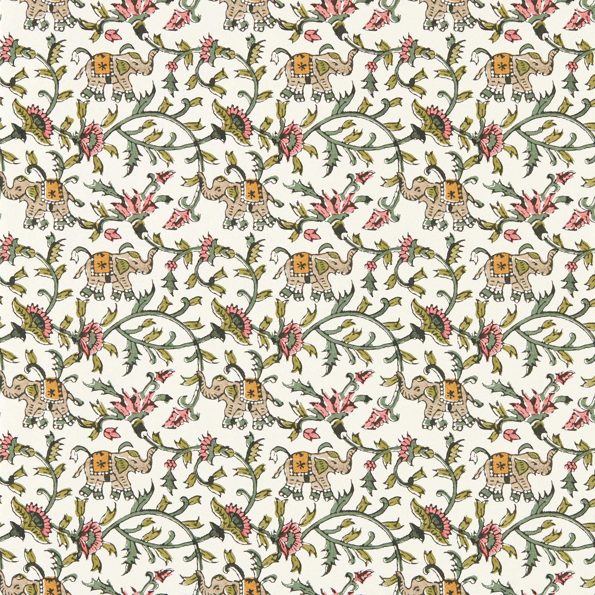 W0236/05 Hathi Indira Sage Blush Wallpaper by Clarke & Clarke