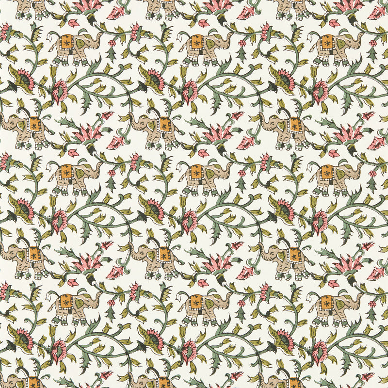 W0236/05 Hathi Indira Sage Blush Wallpaper by Clarke & Clarke