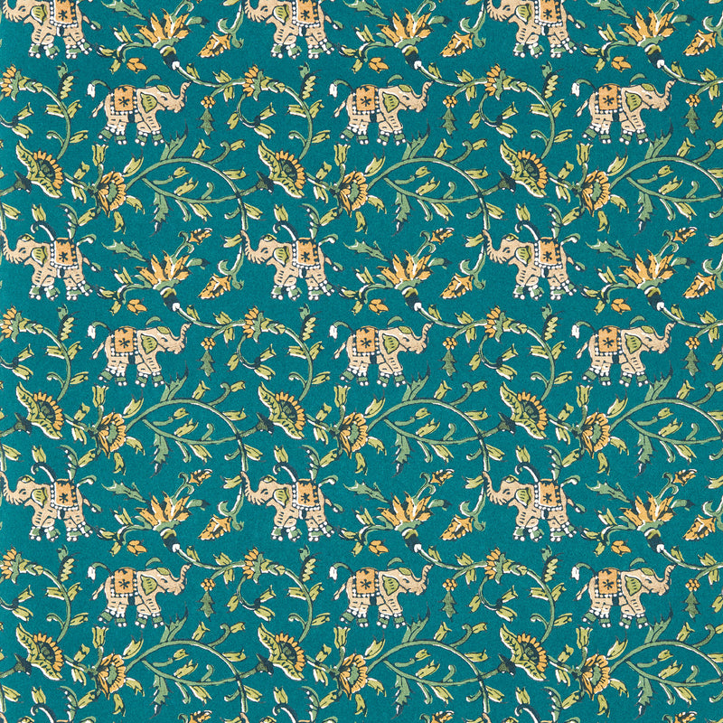 W0236/06 Hathi Indira Teal Wallpaper by Clarke & Clarke