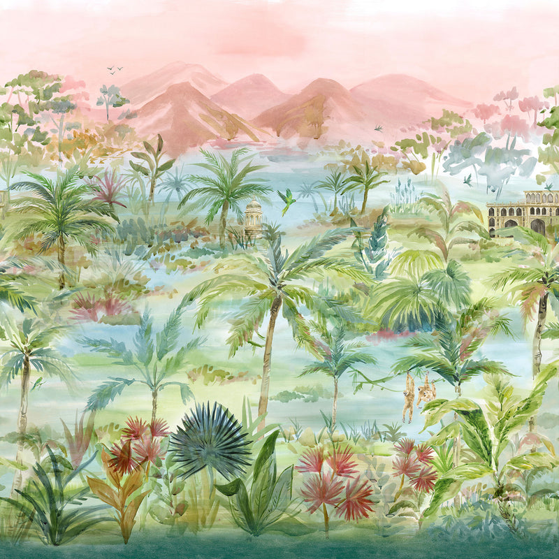 W0239/01 Kerala Indira Teal Wallpaper by Clarke & Clarke