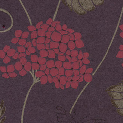 Kandola First Love Hydrangea wallpaper Crystalised, Aubergine/Fuchsia - W1434/03/501 Pattern
