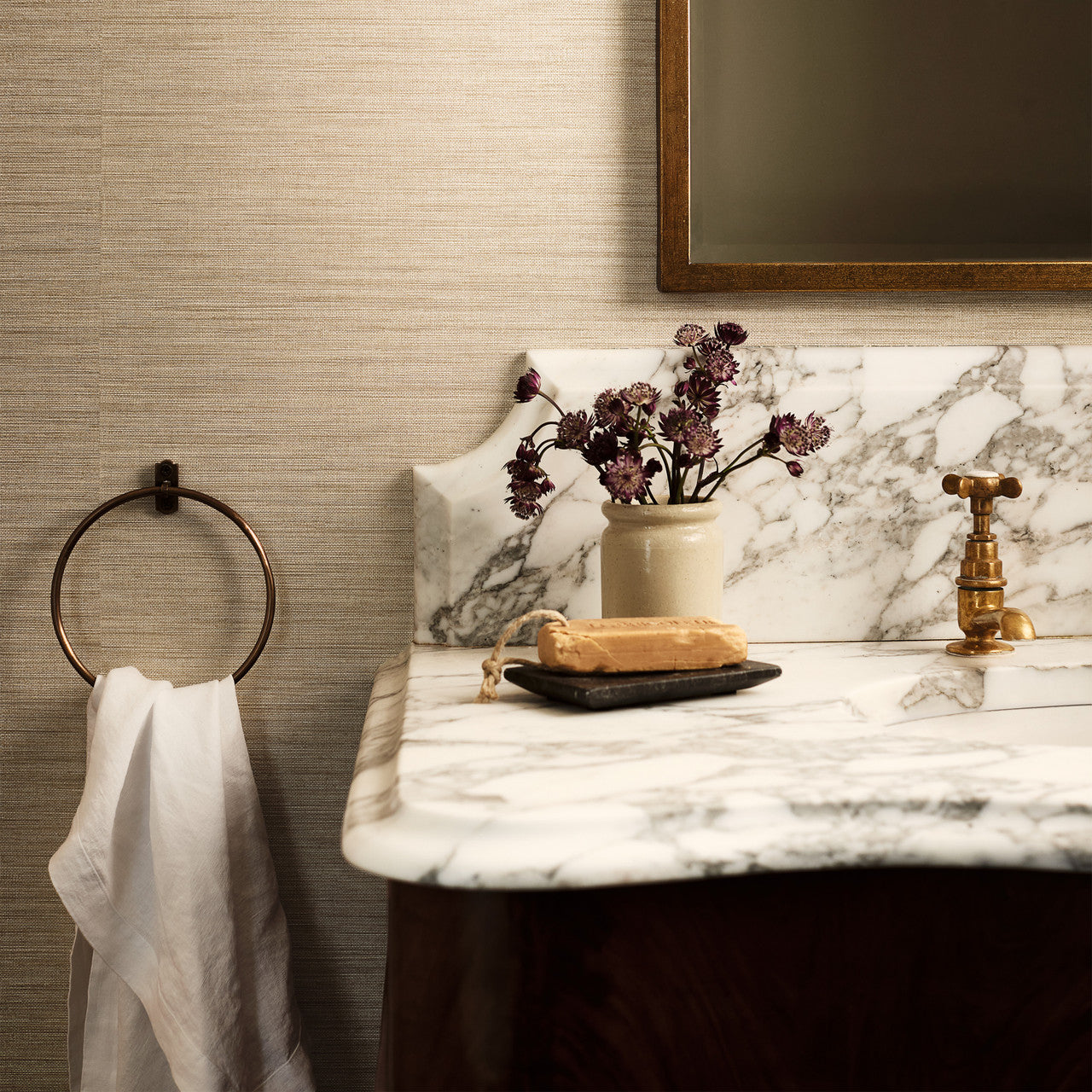 W462/04 Ciro Abaca Embossed Oat Wallpaper By Romo