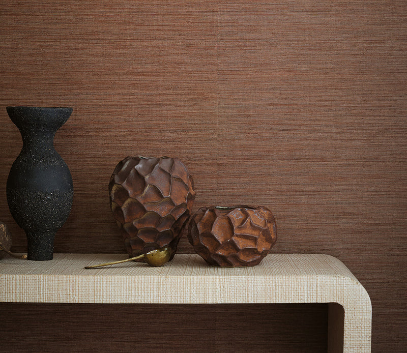 W462/14 Ciro Abaca Embossed Russet Wallpaper By Romo