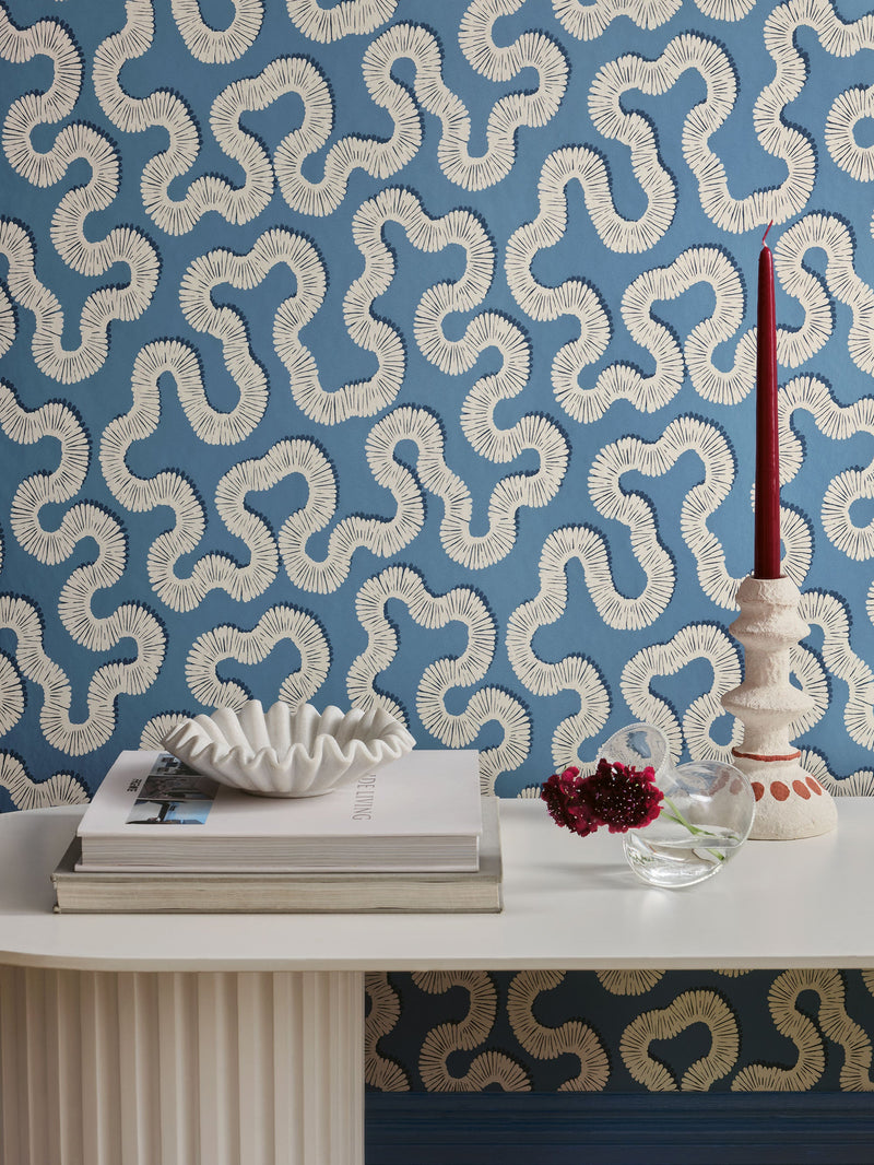 W478/04 Kezia Wallcovering Boathouse Blue Aubin Wallcoverings Wallpaper by Romo