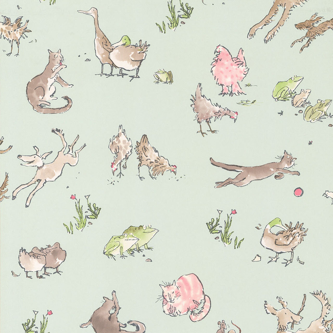 Zagazoo Quentin's Menagerie Aqua Blue - W6063/06 Wallpaper