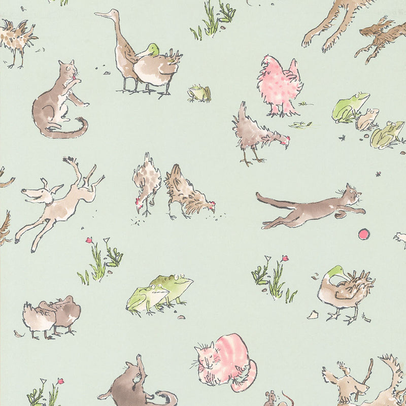 Zagazoo Quentin's Menagerie Aqua Blue - W6063/06 Wallpaper