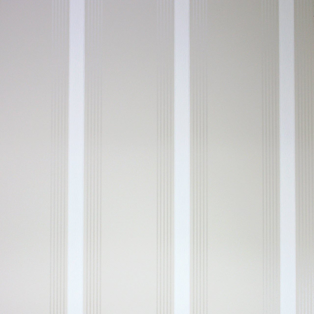 Osborne & Little Strand Grosvenor Stripe Stone, White and Mica - W6291-03 Wallpaper