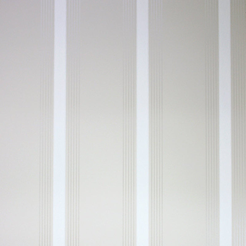 Osborne & Little Strand Grosvenor Stripe Stone, White and Mica - W6291-03 Wallpaper