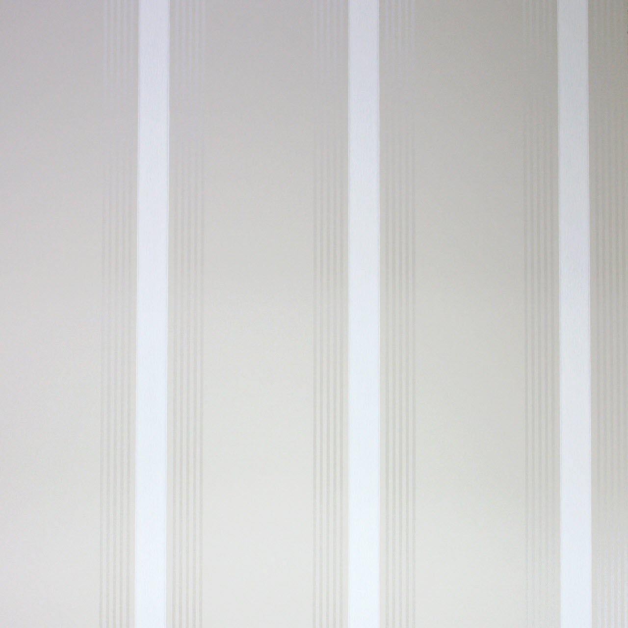 Osborne & Little Strand Grosvenor Stripe Stone, White and Mica - W6291-03 Wallpaper