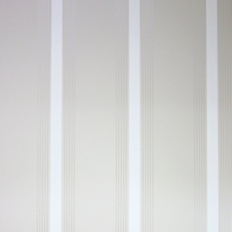 Osborne & Little Strand Grosvenor Stripe Stone, White and Mica - W6291-03 Wallpaper